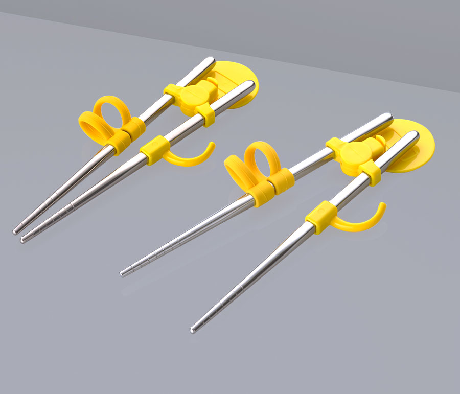 黑眼睛广告为宝啦儿童餐具拍摄的不锈钢筷子