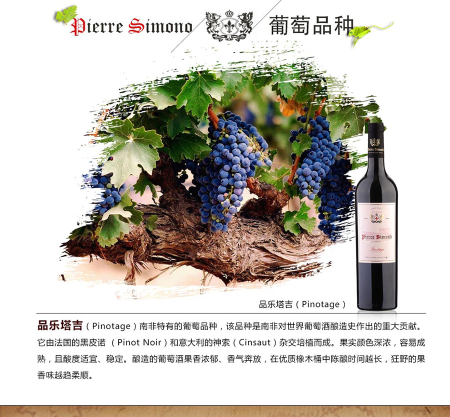 undefined 黑眼睛广告为中非集团代理的南非著名红酒——皮埃尔•西蒙品乐塔吉设计的详情页