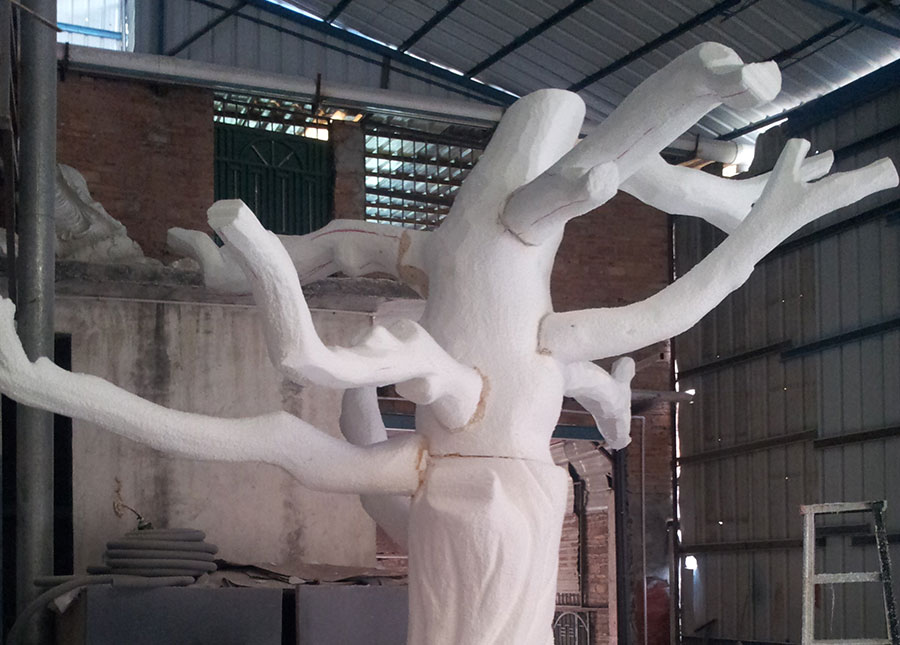 万科新年气氛营造方案-灯笼树制作过程2