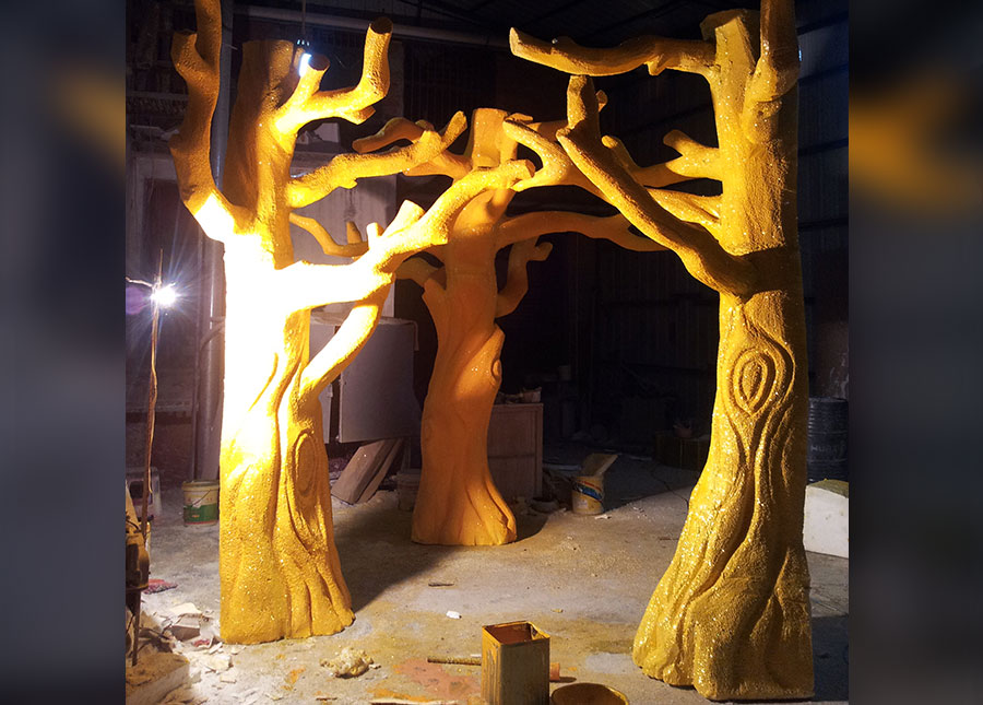 万科新年气氛营造方案-灯笼树制作过程4