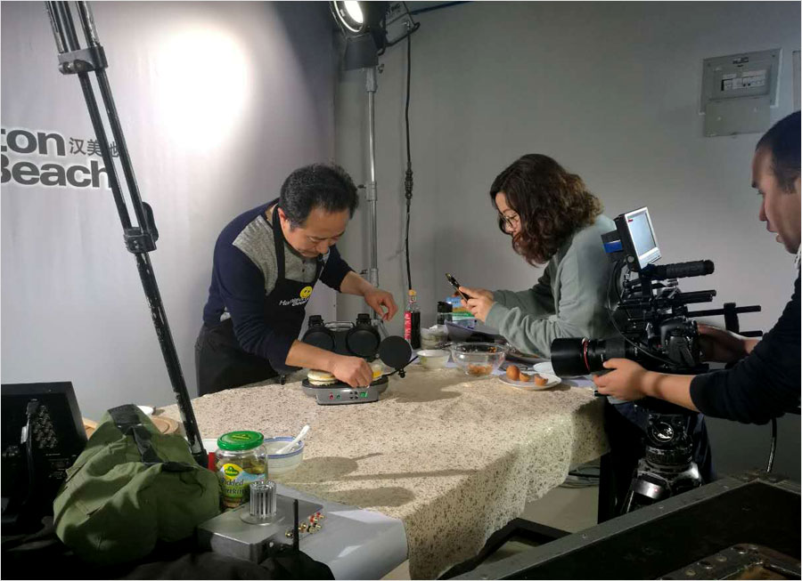 汉美驰双盘早餐机视频拍摄现场