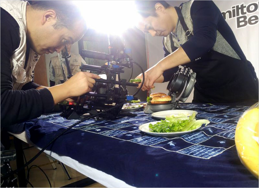 汉美驰双盘早餐机视频拍摄现场