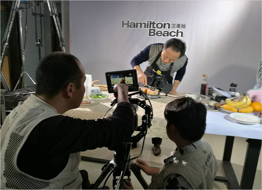 汉美驰双盘早餐机视频拍摄现场