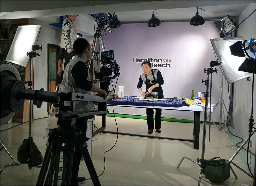 汉美驰双盘早餐机视频拍摄现场