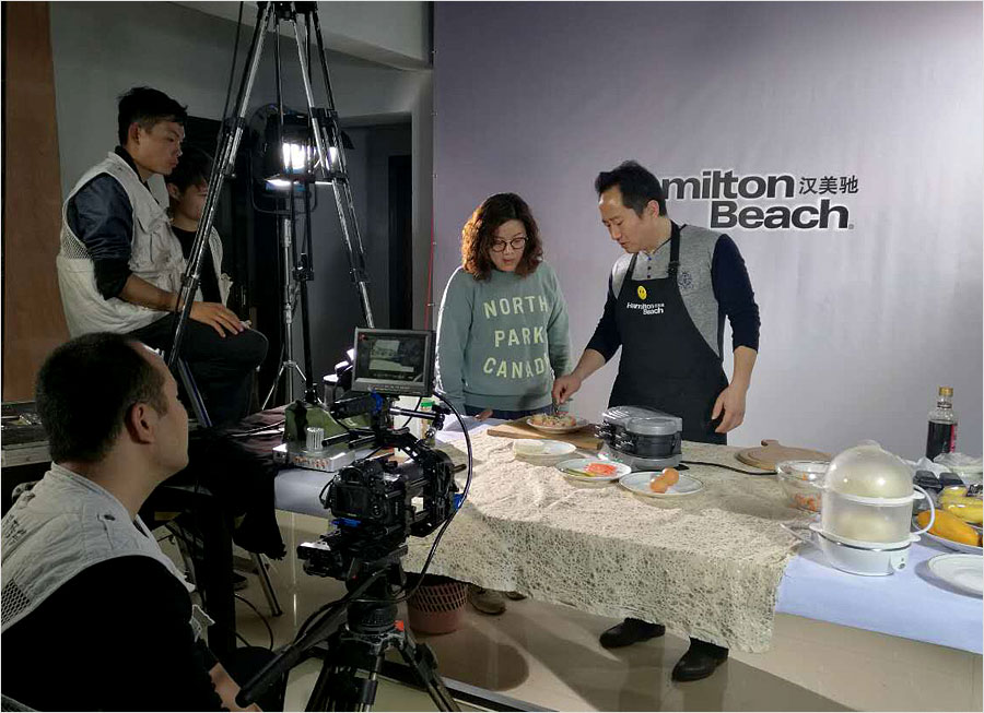 汉美驰双盘早餐机视频拍摄现场