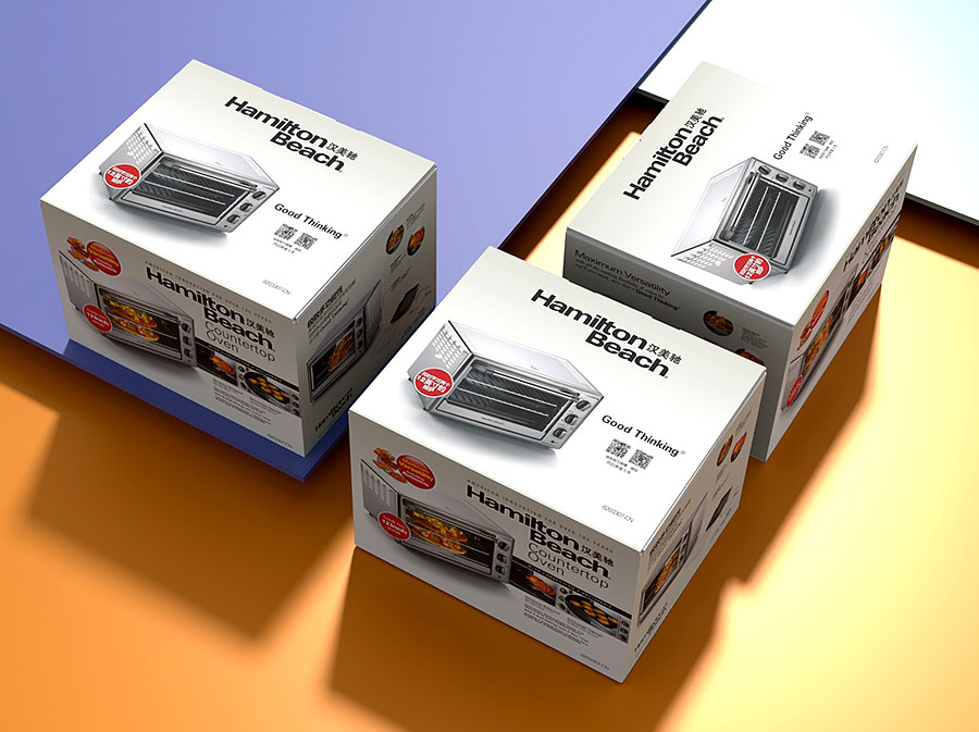 黑眼睛广告为汉美驰设计完善的电转大容量台式烤箱外包装